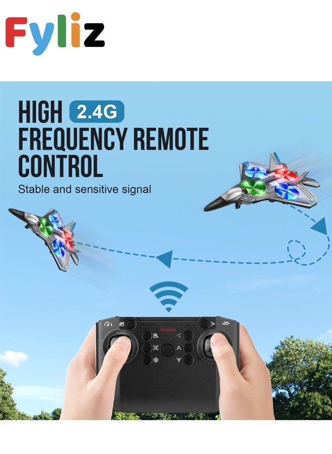 Fyliz RC Plane for Kids, Foam Drone Airplane with Remote Control and LED Lights (Blue) - Image 2